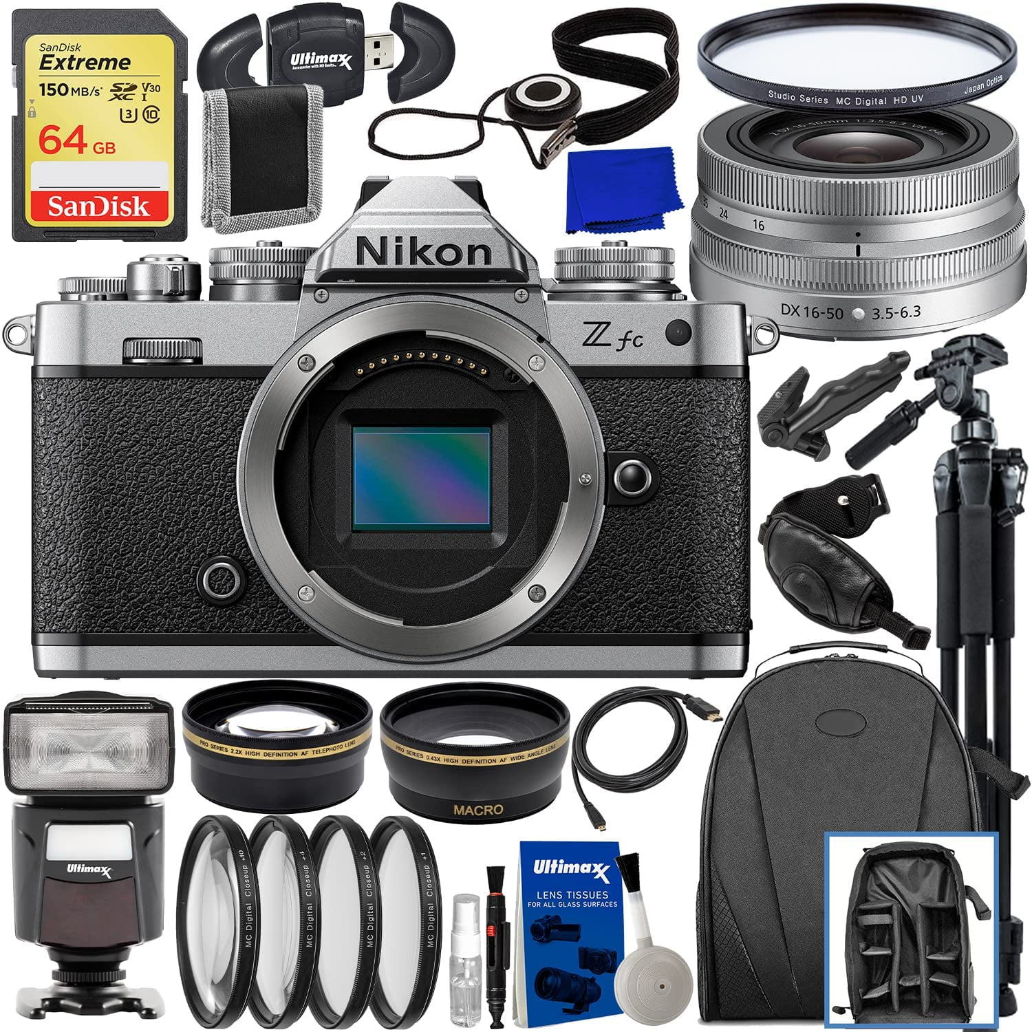 Nikon Zfc Mirrorless Camera with 1650mm Silver Lens 16PC Accessory Bundle