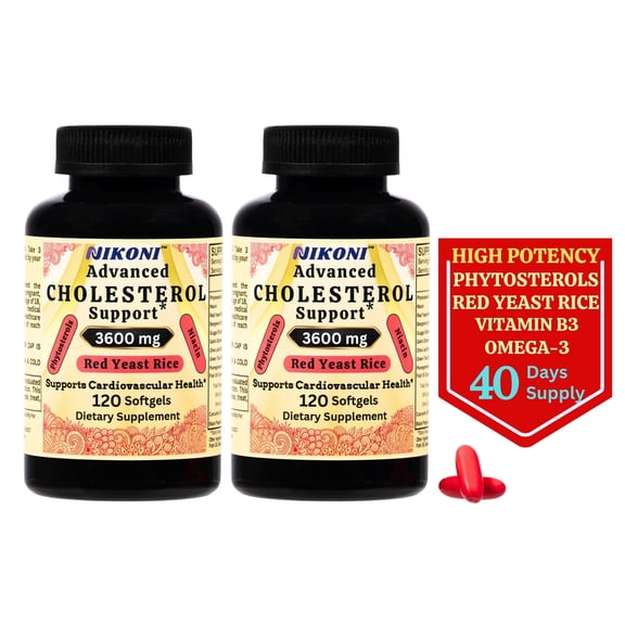Nikoni Advanced Cholesterol Support Dietary Supplement 3600 mg Plant Sterols & Vitamins 14-in-1 Formula 240 Softgels