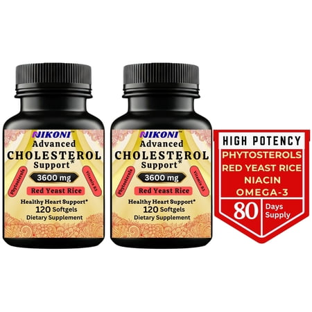 Nikoni Advanced Cholesterol Support Dietary Supplement 3600 mg Plant Sterols & Vitamins 14-in-1 Formula 240 Softgels