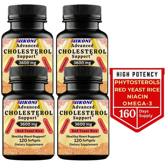 Nikoni Advanced Cholesterol Support Dietary Supplement 14-in-1 Formula 3600 mg Plant Sterols 480 Softgels