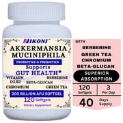 Nikoni Liposomal Gut Health Support Akkermansia Probiotic with Prebiotics 200 Billion AFU 120 Softgels Gluten-Free