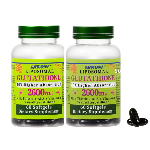 Nikoni Liposomal Glutathione Supplement, 2600 mg with Antioxidant, Supports Skin, Cellular & Immune Wellness  120 Softgels