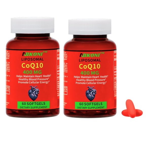 Nikoni Liposomal CoQ10 400 mg Co-Enzyme Q10 Softgels Supports Cellular Energy 120 Count