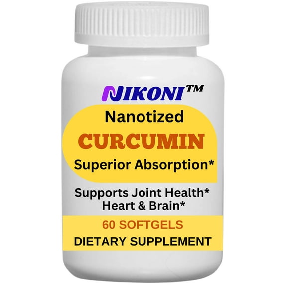 Nikoni Nanotized Curcumin, Maximum Absorption, Supports Joint, Heart, & Immunity, 60 Softgels