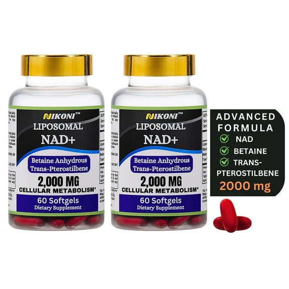 Liposomal NAD+ 2000 mg Supplement with Betaine, Boosts Energy & Metabolism, 120 Softgels