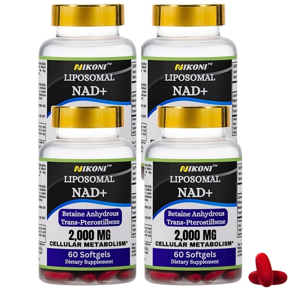 Nikoni Liposomal NAD+ 2000 mg Supplement with Betaine, Supports Energy & Healthy Aging, 240 Softgels