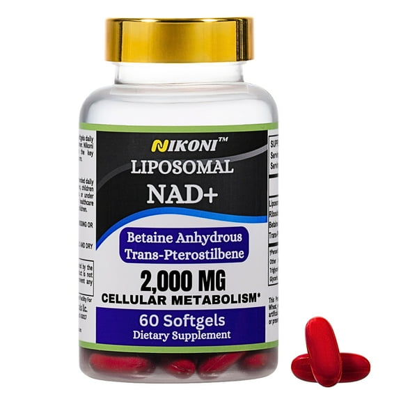 Nikoni Liposomal NAD+ Supplement, 2000 mg NAD with Betaine, Supports Cellular Energy & Metabolism  60 Softgels