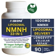 Nikoni Liposomal NMNH 33-in-1 Dietary Supplement 1000mg Healthy Aging Cellular Energy 90 Vegan Softgels