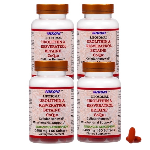 Nikoni Liposomal Urolithin-A Supplement Maximum Metabolism Healthy Aging Wellness Gluten-Free 240 Softgels