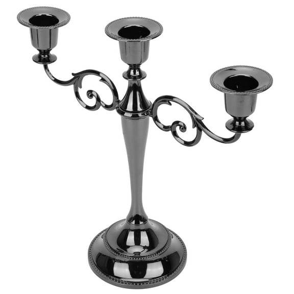 Nikou Candelero de Estilo Europeo Candelabro Hermosa decoración para Cena Hotel Restaurante de Bodas(Tres Negros)