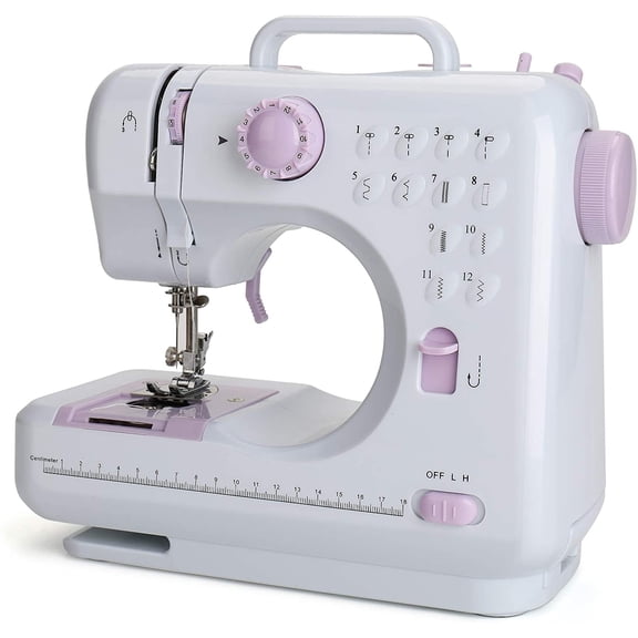 Nikou Mini Sewing Machine, Electric Household Crafting Mending Portable Sewing Machines, 12 Stitches 2 Speed with Foot Pedal - Perfect For Easy Sewing, Beginners, Kids (Purple)