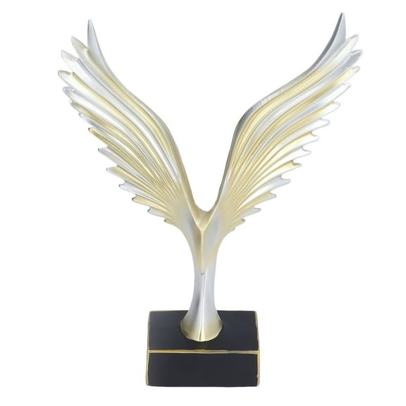 Nikou Wing Resin Statue Ornament, Abstract Crafts Eagle Wing Sculpture for Living Room Desktop Decor(Gold)
