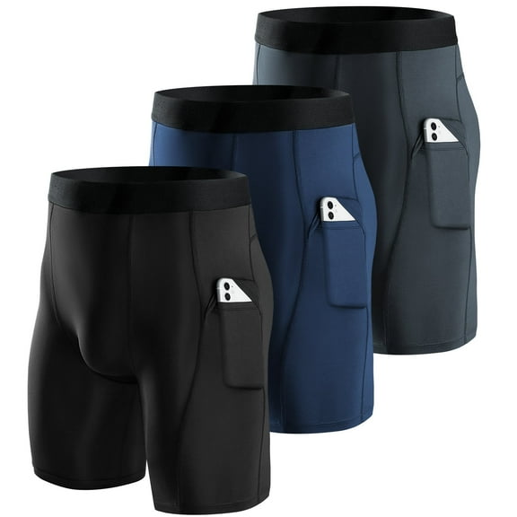 Niksa Compression Shorts Men 3 Pack, Compression Underwear for Men Athletic Shorts, Running Workout Fitness Shorts