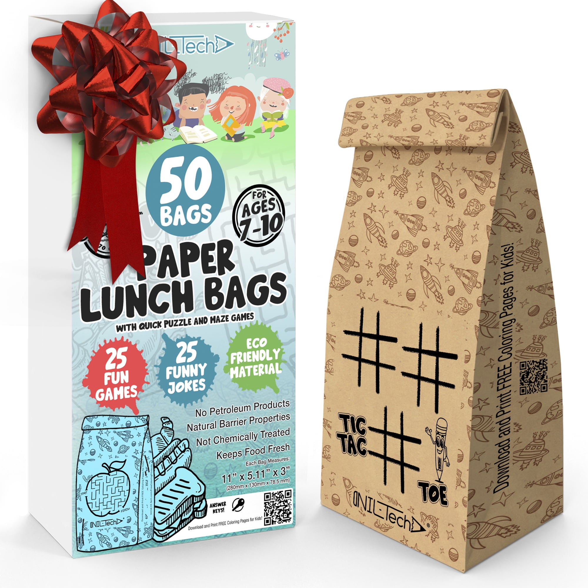 Great Value White Lunch Bags, 50 Count 