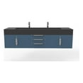 thumbnail image 1 of Nile 72" Blue Wood Floating Vanity with Black Top and Brushed Nickel Trim, 1 of 8
