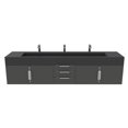 Nile 84" Black Wood Floating Vanity with Black Top and Brushed Nickel