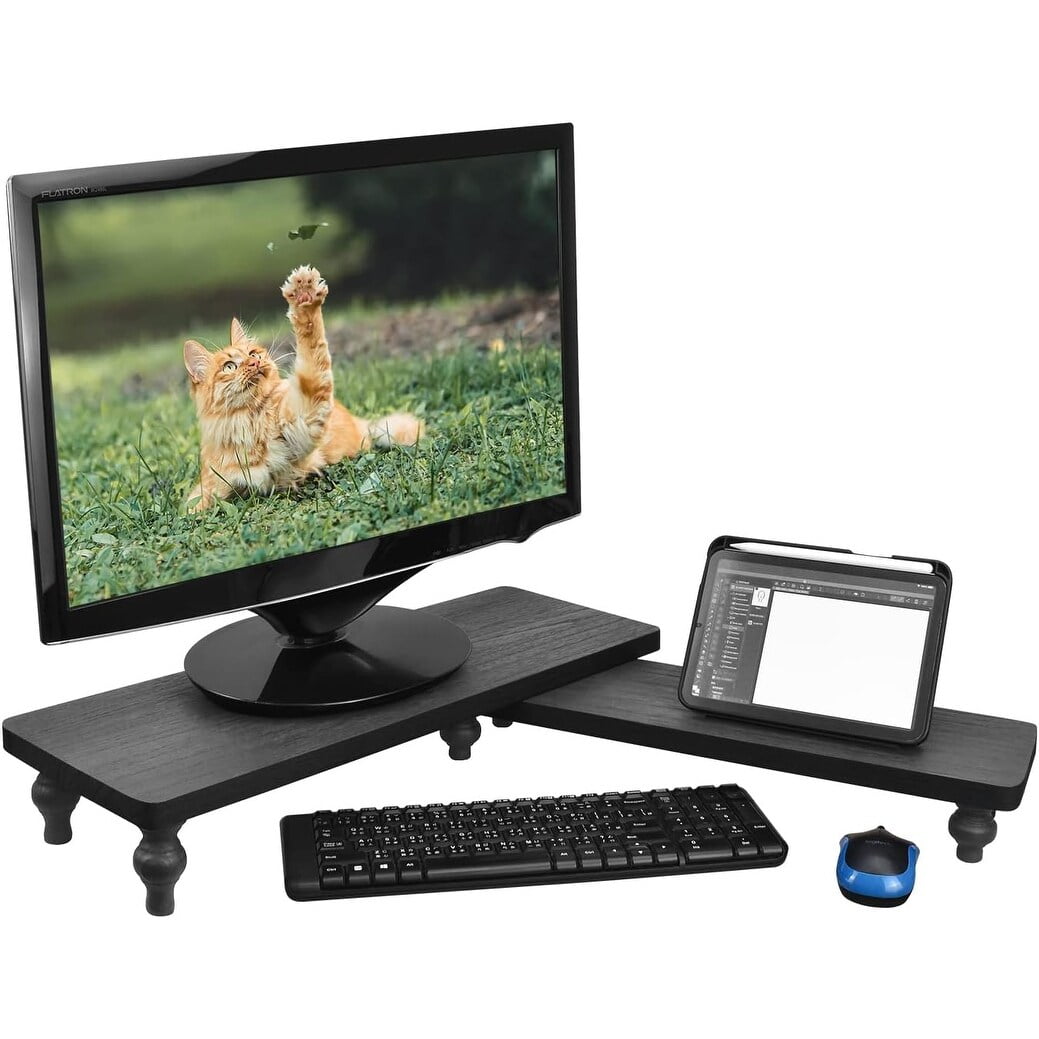 Black Wooden Desktop Display Risers Set
