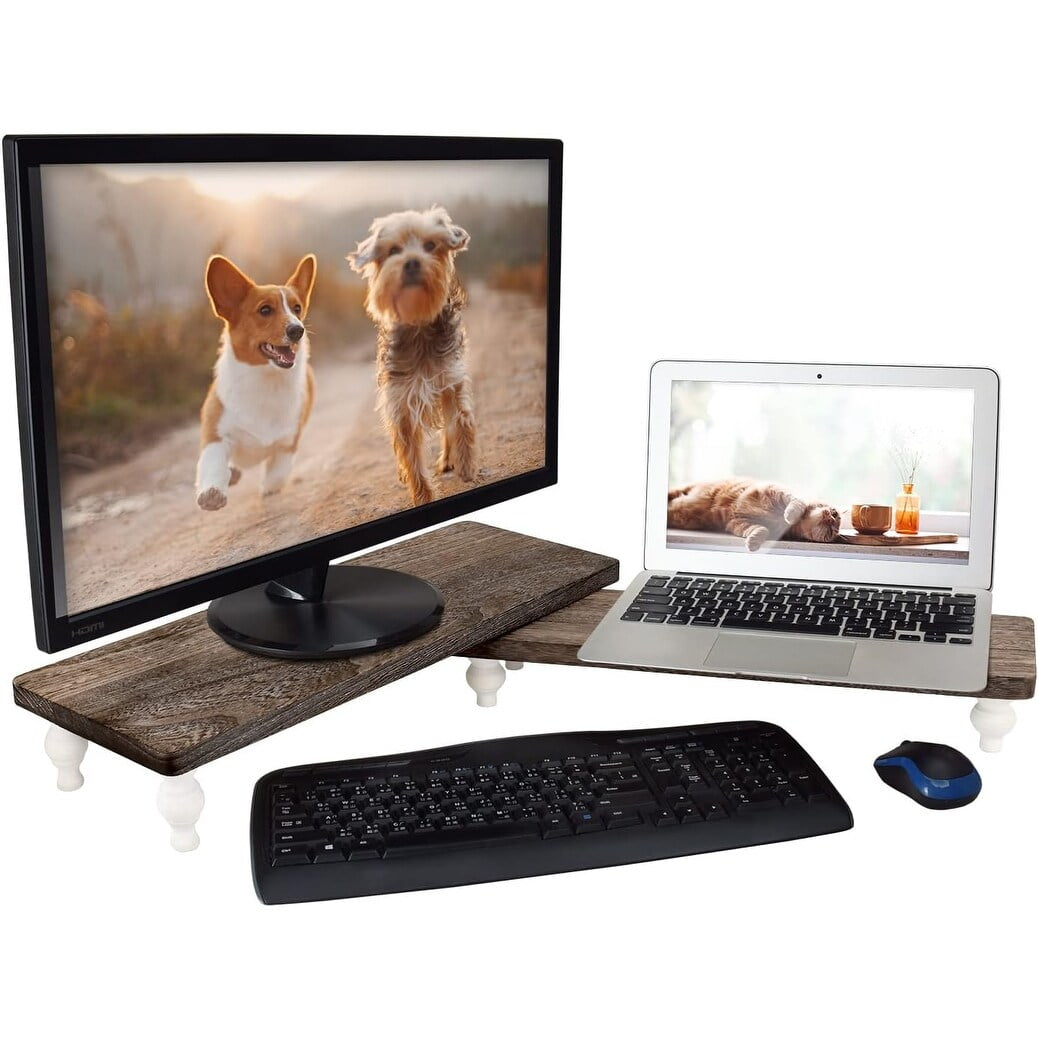 Espresso Oak Wood 2-Piece Display Riser Set