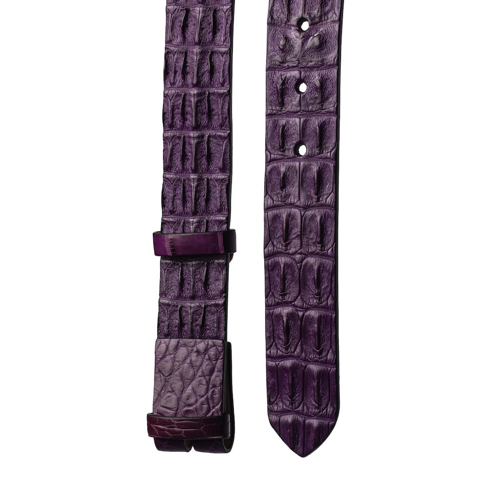 Nile 'Horn Back' Crocodile Leather Belt Strap, African Violet, 48" Long