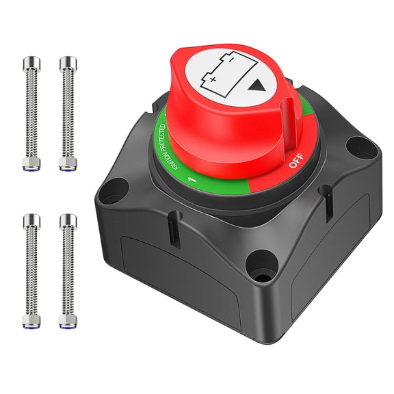 Nilight 1-2-Both-Off Battery Switch, 12V-48V Battery Disconnect Master Cutoff Switch for Marine Boat Car RV ATV UTV Vehicle, Waterproof Heavy Duty Battery Isolator Switch,Red