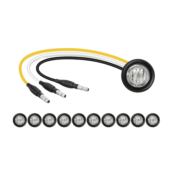 Nilight 10-Pack 3/4 Inch Dual Color LED Marker Lights Amber/White Switchback Turn Signal Side Marker Clearance Indicator Bullet Lights with 3 Prong Plug,IP68 Waterproof for Trailer,Truck