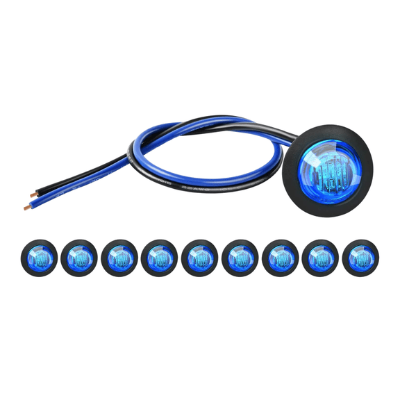 Nilight 10-Pack 3/4" Round LED Clearance/Marker Lights - Blue, Front Rear Side Indicator Bullet Lamps for Trucks, RVs, Cars, Buses, Trailers, Vans, Caravans, Boats