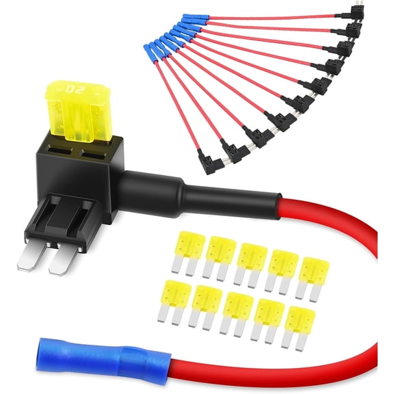 Nilight 10 Pack Micro 2 Fuse TAP 12V Car Add a Circuit ATR Blade Adapter with 20A II Fuses Holder Add On Dual Circuits Adapters for Cars Trucks Boats,Blue, Red, Black, Yellow