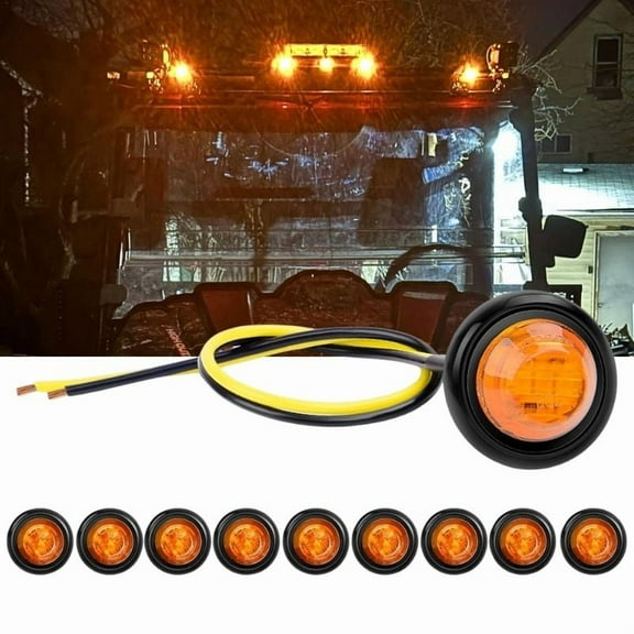 10 PCS 3/4" Round Clearance LED Front Rear Side Indicator Bullet Marker Light for Truck RV Car Bus Trailer Van Caravan Boat (Amber)