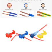 Nilight 100-Piece Solderless Electrical Connector Kit Featuring Quick Splice & T-Tap Designs for 22 10 AWG Wires Red/Blue/Yellow Color-Coded Assortment