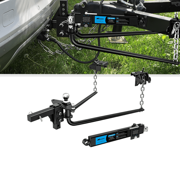 Nilight 1000 lbs Round Bar Weight Distribution Hitch Kit with Sway Control and Interchangeable Spring Bars, 2 Inch Solid Steel Shank, 2-5/16 Inch Hitch Ball