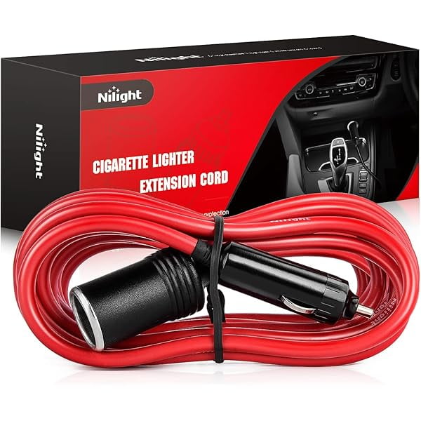 Nilight 10003W 14 Ft Male-to-Female Extension Cord Cable Heavy Duty 12V/24V  Car Charger with Cigarette Lighter Socket,2 Years Warranty, red