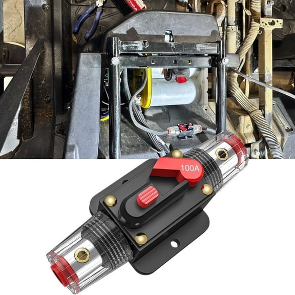 Fuse Holders 100A Inline Circuit Breaker for Car Audio and Amps Overload Protection Reset Fuse Inverter 12V-24V DC for RV Marine Boat Truck Solar Inverter