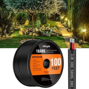 Nilight 100FT 18AWG Oxygen-Free Copper Wire Red Black Electrical Wire Stranded PVC Cord 2 Conductor Parallel 300V DC Flexible Extension Cords for Led Strips Lamps Lighting