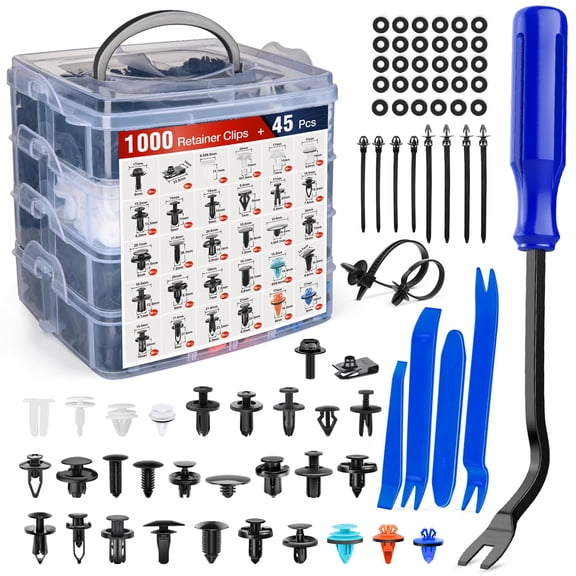 Nilight 1045Pcs Car Push Retainer Clips Auto Fasteners Kit 30 Most Popular Sizes Nylon Bumper Fender Rivets with 5 Fasteners Remover 10 Cable Ties for Toyota GM Ford Honda Chevy