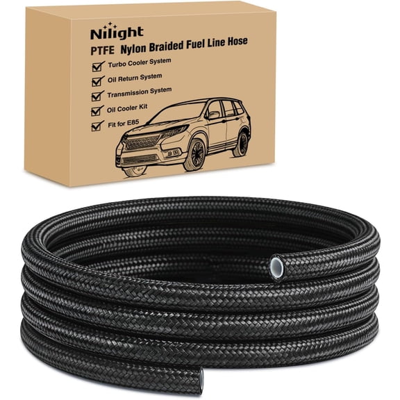 Nilight 10AN 5FT PTFE Fuel Line Hose Only Nylon Stainless Steel Braided E85 Teflon EFI Fuel Line Universal for LS Engines & Automotive Racing