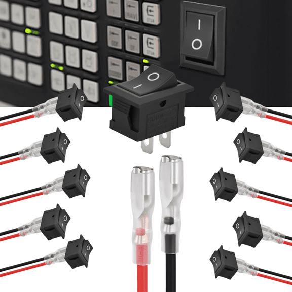 Nilight 10PCS Mini Rocker Switch 2 Pin SPST ON Off 12V 20A 125V 10A KCD1 T125 Toggle Switch Kit with 20 Wires for Car Truck Boat RV Marine Household Appliance