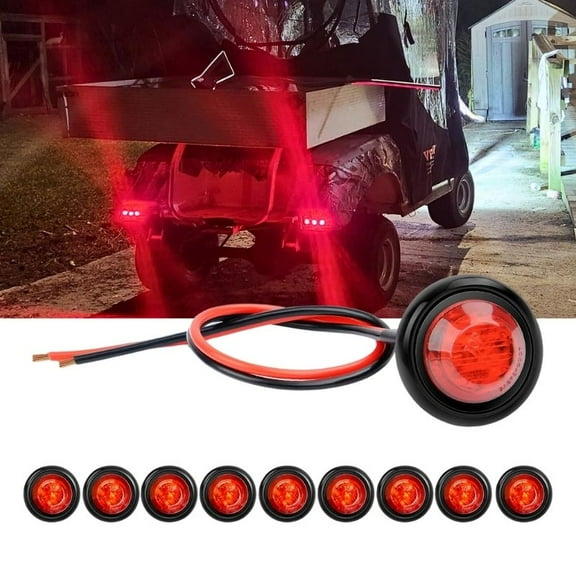 10 Pcs 3/4 Inch Round Mini Surface Mount LED Side Marker Lights Trailer Side Marker Lights for Truck Boat SUV ATV Bike Marine(Red)