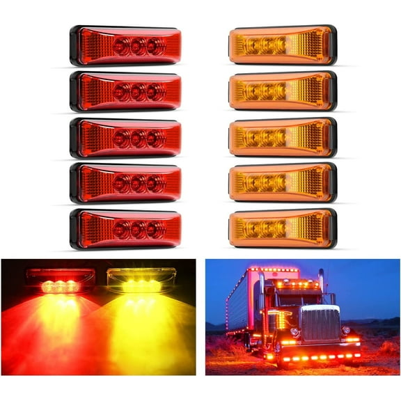 Nilight 10Pcs 3 Led Trailer Light 3.9 Inch Front Rear Side Marker Lights Clearance Indicator Waterproof Sealed Surface Mounted Marker Light for RV Truck Trailer UTE UTV 12V, 2 Years Warranty