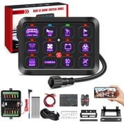 Nilight 12 Gang Switch Panel 12V 24V Universal Circuit Control Relay System with RGB Backlight APP Fuse Wiring Harness Automatic Dimmable ON Off LED Switches Pod for Car Pickup Truck Camper SUV