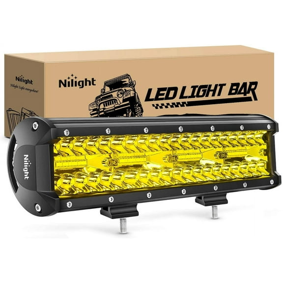 Nilight - 12 Inch 240W Amber Lights Triple Row Spot & Flood Combo 30000LM Bar Driving Boat Led Off Road Lights for Trucks