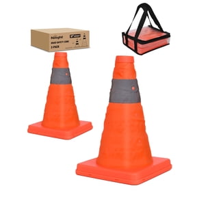 Nilight 12 Inch Collapsible Traffic Safety Cones 2 Pack - Bright Orange Parking Cones with Reflective Collars for Roadside Emergency, Parking, Driving Practice