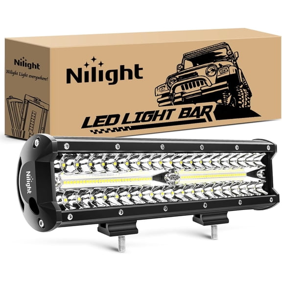 Nilight 12 Inch LED Light Bar 300W Flood Spot Combo 30000LM Off Road Truck Boat Lighting