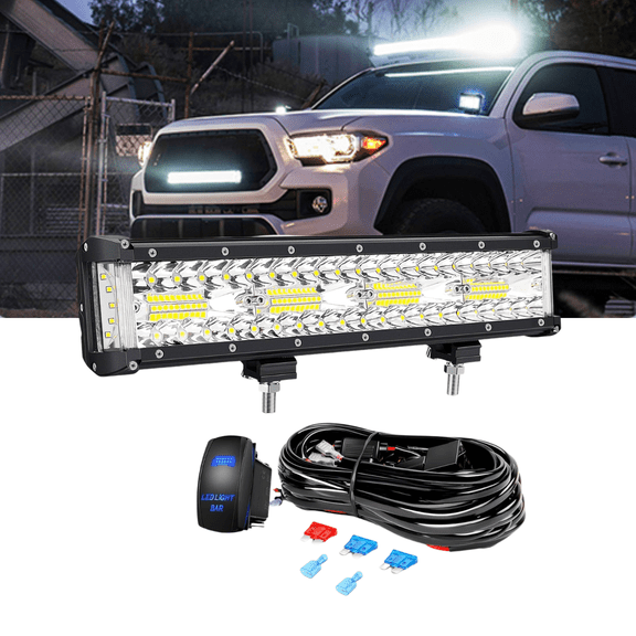 Nilight 12-Inch Triple Row LED Light Bar with Side Shooter Design, Spot Flood Combo Beam, 5-Pin Rocker Switch & Wiring Harness for Off-Road Trucks, SUVs, ATVs, UTVs