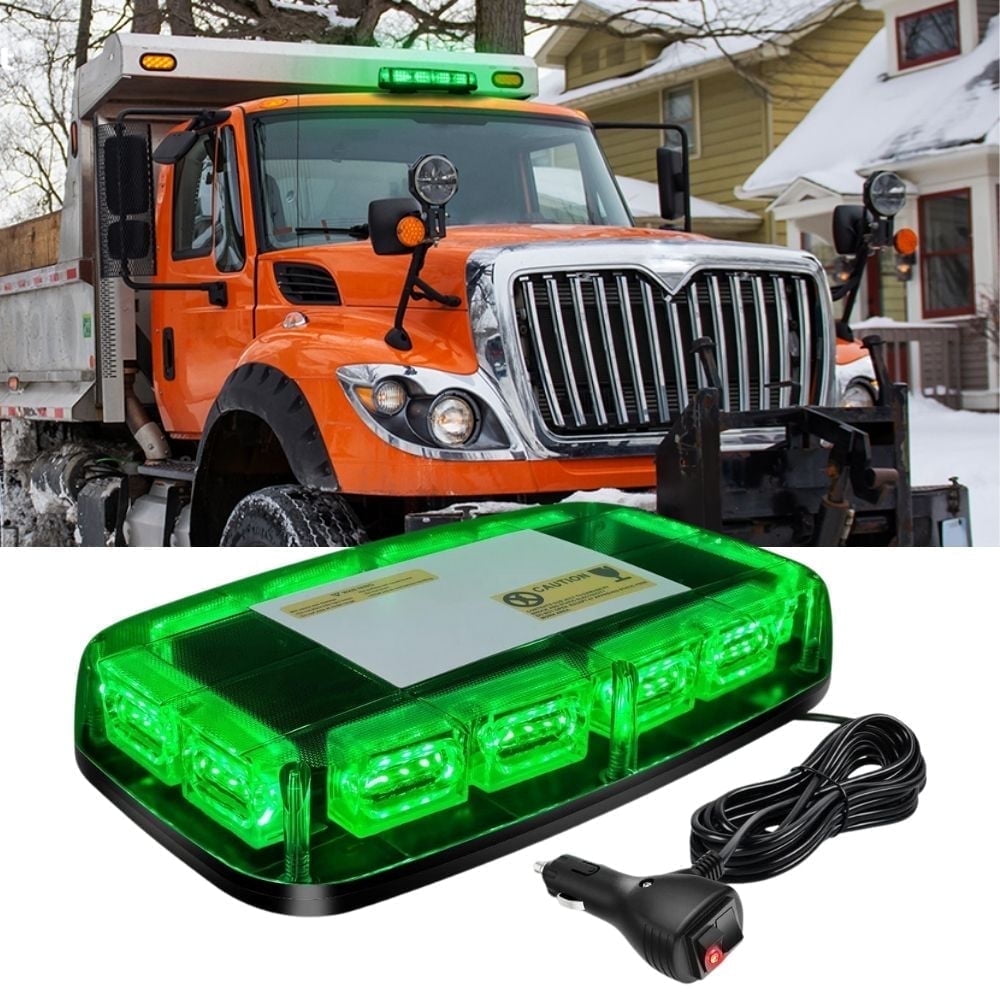 Nilight 12" Roof Top Strobe Lights 48Led Green Hazard Light Emergency Safety Warning Led Flashing Light Bar Magnetic Mount for 12V 24V Cars Trucks Tractors Snow Plows