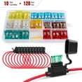 thumbnail image 1 of Nilight - 120 Pcs Standard Blade Fuse 5A/7.5A/10A/15A/20A/25A/30A AMP Assorted Set with 10 Pack 14AWG ATC/ATO Inline Fuse Holder, 2 Years Warranty, 1 Count (Pack of 10), 1 of 9
