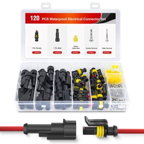 Nilight 120PCS 1 Pin Electrical Connector Plug Male Female Terminal Wire Connector Waterproof Connectors 1 Way Automotive Connect Set for Car Truck Motorcycle Marine Boat 20 Sets, 2 Years Warranty