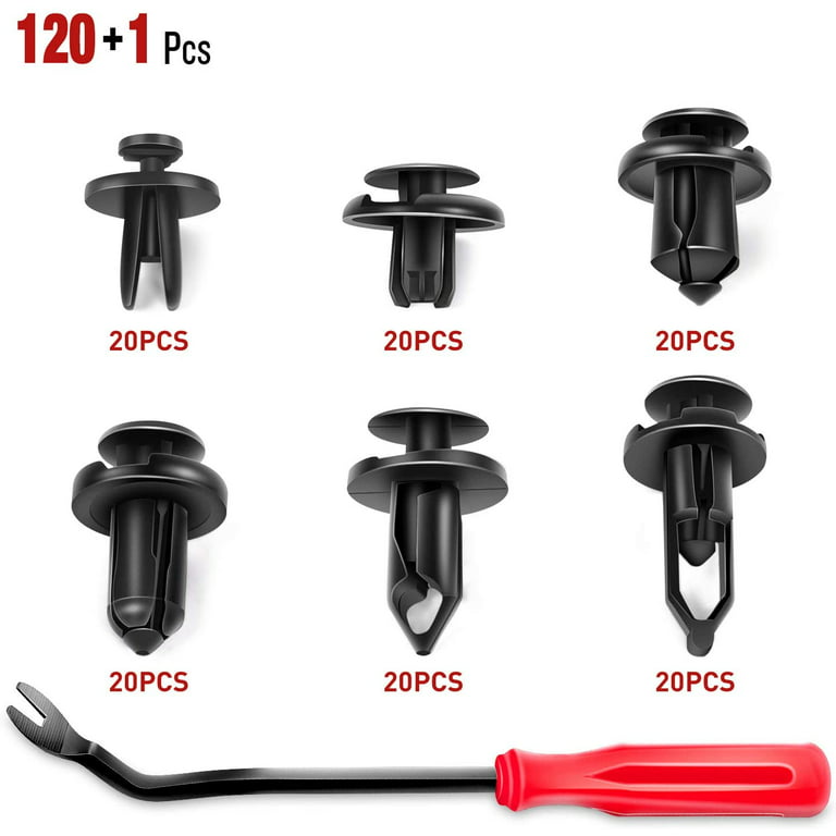 Nilight 120PCS Car Retainer Clips & Fastener Remover 6.3mm 8mm 9mm 10mm  Expansion Screws Replacement Kit Bumper Push Rivet Clips for GM Ford Toyota