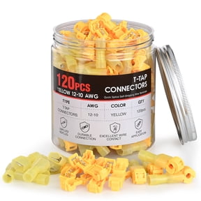 Nilight 120PCS Quick Splice Disconnect Wire Terminals Spade Wire Connectors Yellow Male Female Fully Insulated Electrical Wire