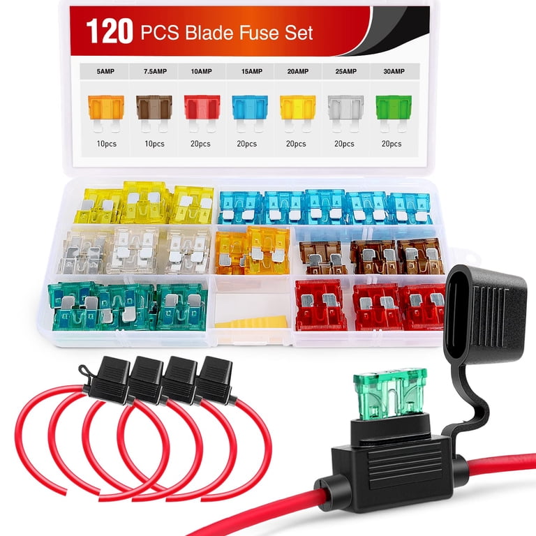 60-Piece 1 Amp Standard Blade Fuses (ATO/ATC) – For Car, Truck, RV, Motorcycle, Boat – 1A, 32V, Color-Coded