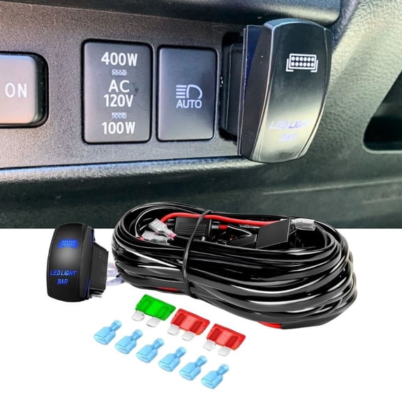 Nilight 12AWG Wiring Harness Kit with 12V 5Pin Waterproof Toggle Switch, Power Relay & Blade Fuse for Cars, Boats, ATV, Trucks